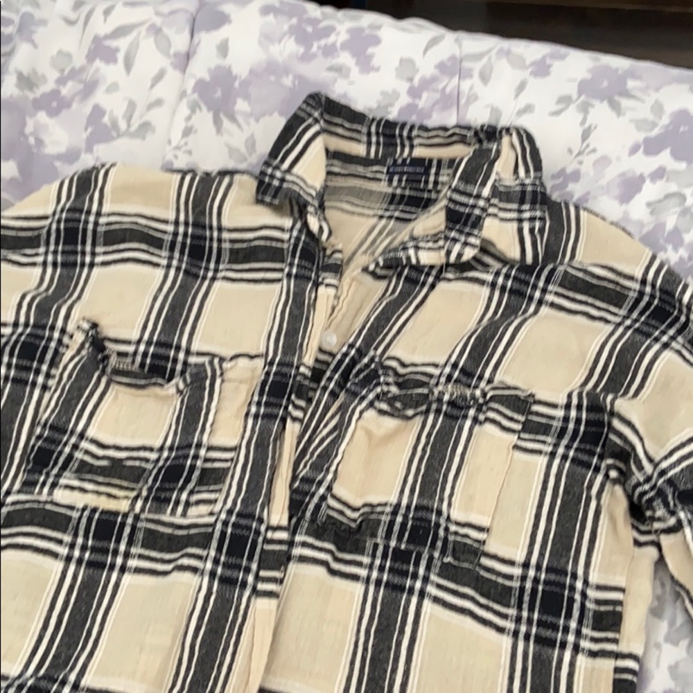 Branch Melville Oversized crop-sleeve flannel